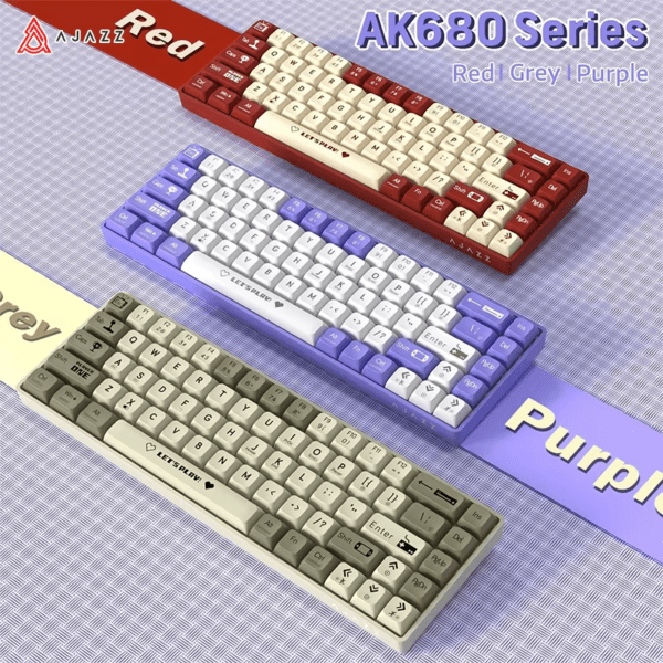 AJAZZ AK680 65% Gaming Mechanical Keyboard Wired Wireless Bluetooth Gamer Keyboard Hot Swap Custom Keycap Gasket for Pc Laptop