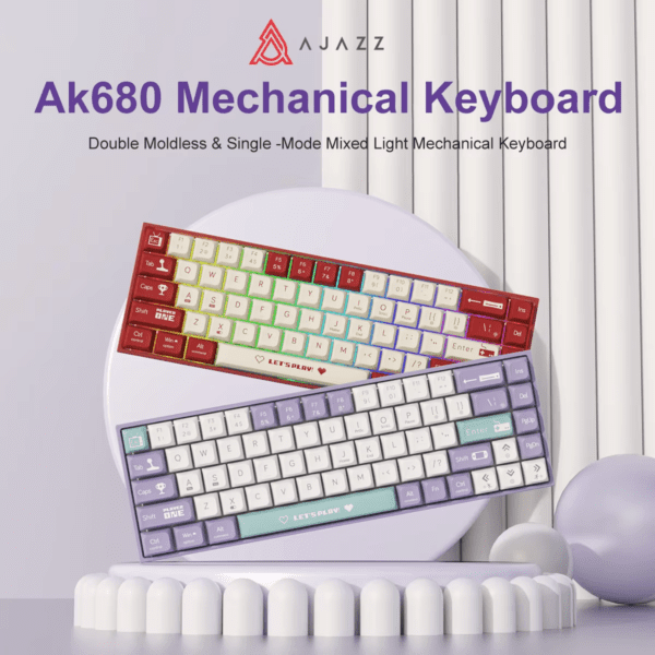 AJAZZ AK680 65% Gaming Mechanical Keyboard Wired Wireless Bluetooth Gamer Keyboard Hot Swap Custom Keycap Gasket for Pc Laptop - Image 2